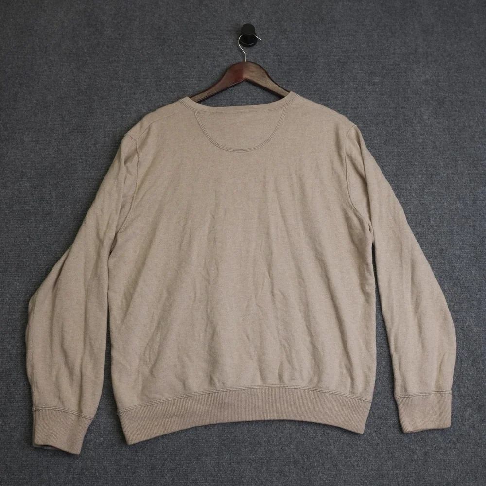 Gap V Neck Sweater Mens Large Brown Cotton Cashmere Blend Long Sleeve Pullover